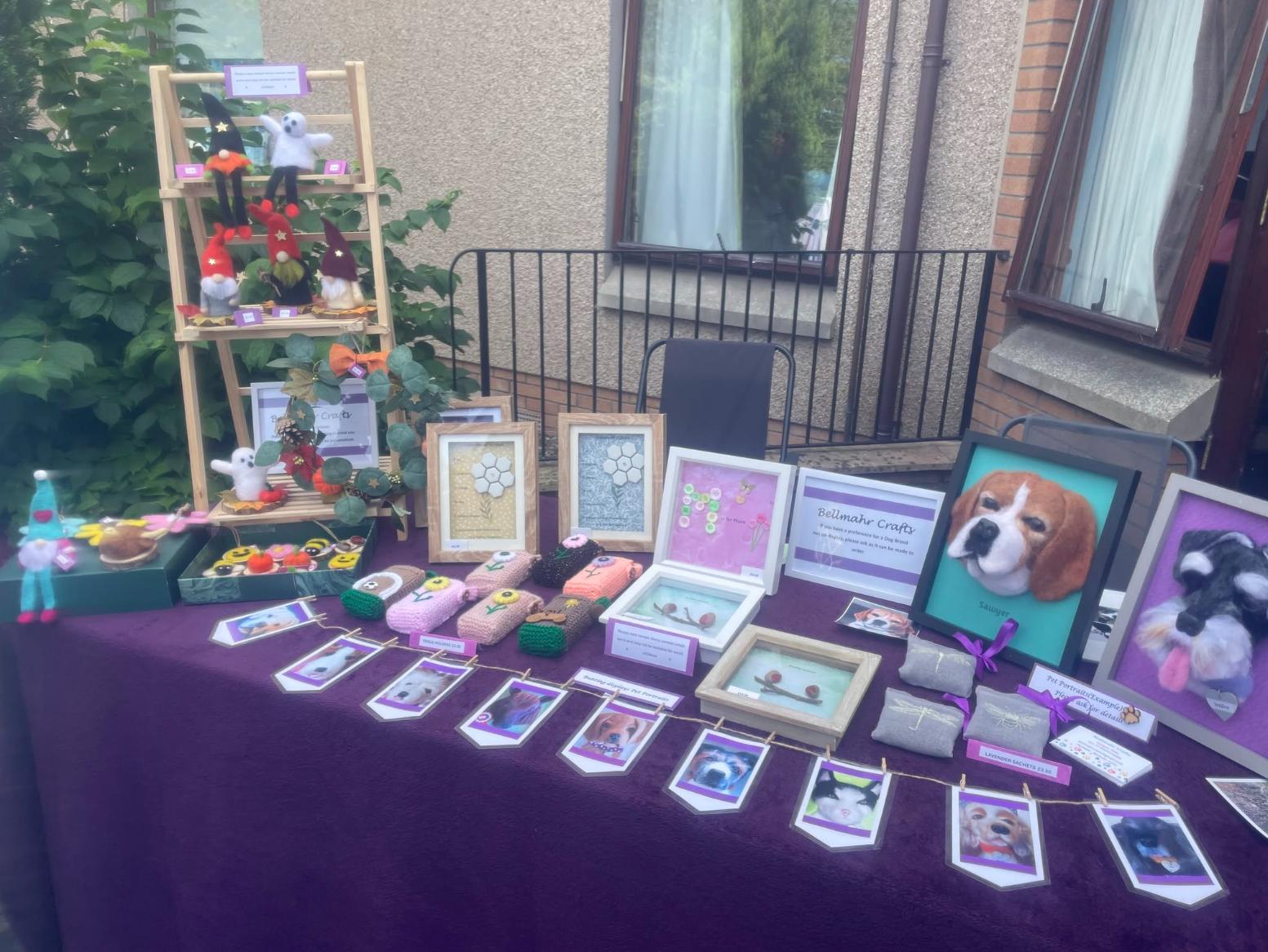 a stall with arts and crafts for the summer fayre